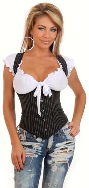 Corset em forma de Colete Risca de Gis S004