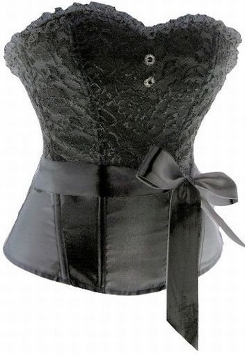 Corset Satin Preto - S046